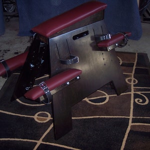 Spanking/Sex Furniture BDSM Bench Ebony Finish w/ Burgundy padding image 1