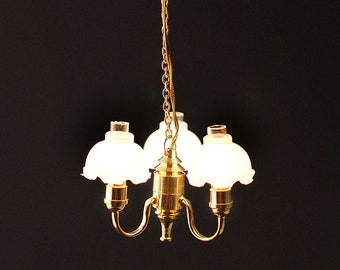 Dolls House Lighting 3 Arm fluted Chandelier  LT6017