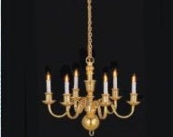 Dolls House Lighting 6 Arm Chandelier Gold Finish Elite Range LT8004/HW2524/EL103