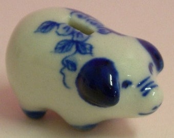 Dollhouse Miniature Blue and White Piggy Bank New!!