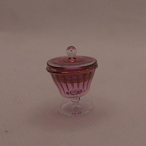 Dolls House Accessories 12th scale  Real Glass Pressed Cranberry Footed Bowl GC103