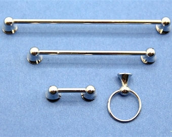 1/12 Dolls House Miniature Set of Bathroom Towel Rails and Ring BA157S