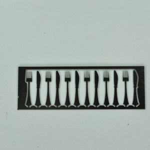 12th scale Knives and Forks  by Ironwork and Black Country miniatures.   IRKF