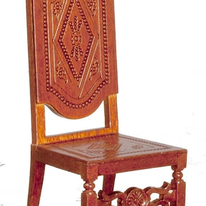 1/12 scale Dolls House 17C Spanish High Back Chair/Walnut  JJ06048WN