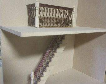 Banister Set. (no stair treads) Mahogany Handrail Dolls House item DHD74
