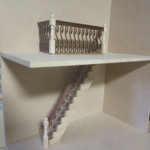 Banister Set. (no stair treads) Mahogany Handrail Dolls House item DHD74