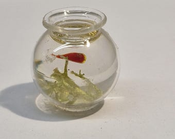 1:12th scale Dolls House Gold Fish Bowl  Glass   VEF53