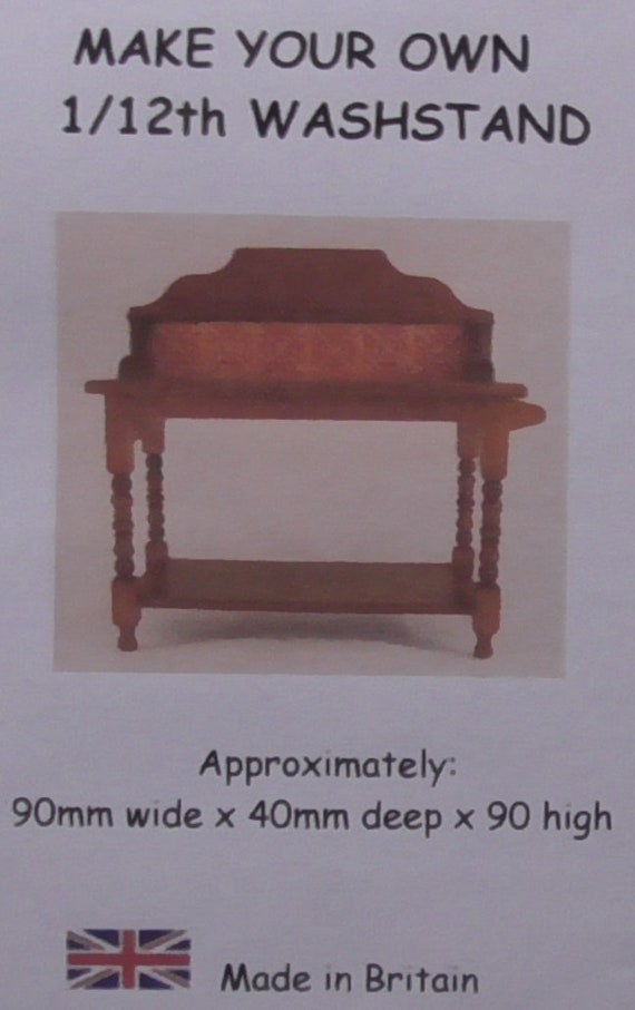 Dolls House 1:12th REDUCED Mahogany Washstand Kit Pink/white