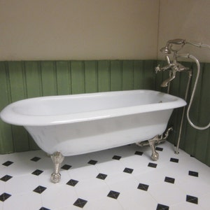 1:12 scale Victorian Cast iron rolled top Bath White READYMADE