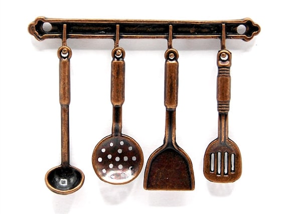 5-teiliges Puppenhaus-Küchenset 1:12 – Bronze-Metall, Melody Jane, Höhe 37 Mm