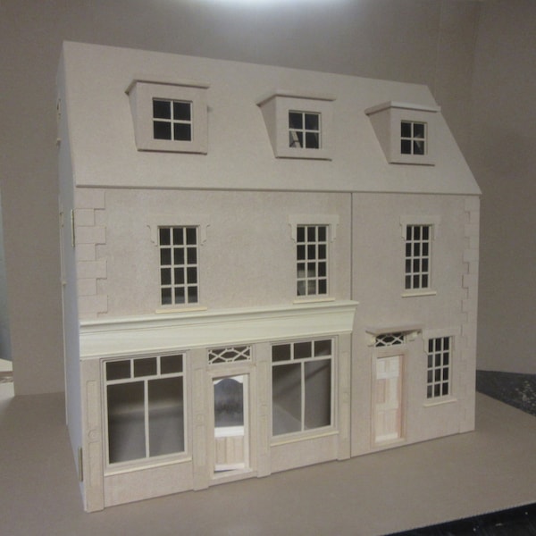 The Belmont Shop with a 5 rooms House  12th scale  Georgian design   Kit    BY DHD