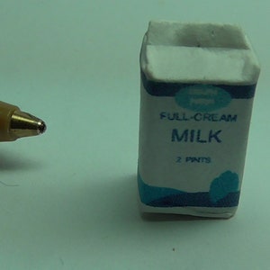 1/12 scale Dolls House Food  Carton of Full Cream Milk  (Blue)  LHK33