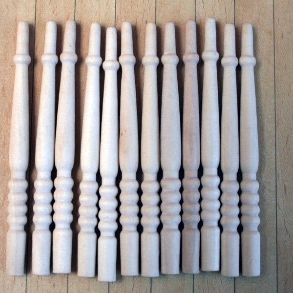 Doll House 12th scale   Turned wooden Spindles   C07   pack of 12