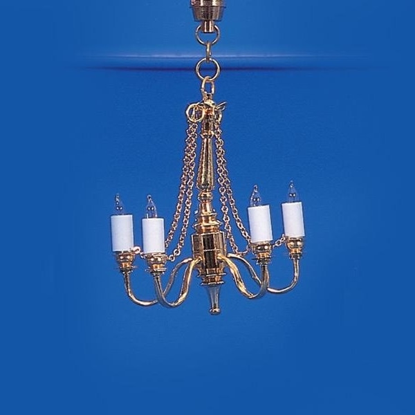 Dolls House Lighting 5 Arm Chain Candle Chandelier   EL15