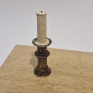 12th scale Dolls House Miniature  1 x Candle Stick Turned Wooden Base  RC14