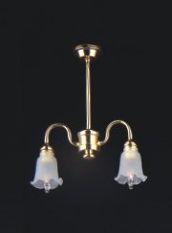 Dolls House Lighting 2 Arm Tulip Chandelier Lt6003