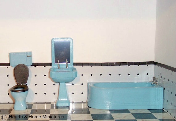 12th Scale Blue Art Deco Bathroom Suite Batbl Etsy