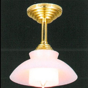 12th scale Dolls House Lighting Modern Gold Single Ceiling Light/white shade  EL249G