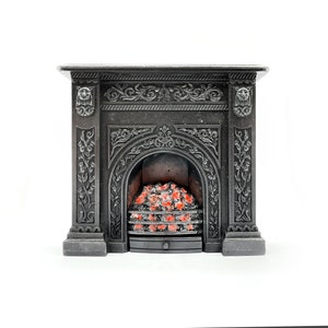 12th scale Dolls House Ornate Fireplace with ashpan / light up FR214