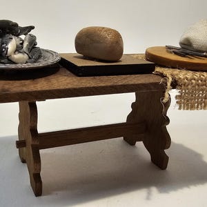 1/12th Scale Doll House Miniature, Furniture, Medieval, Kitchen Table, Table, Unique, ME4