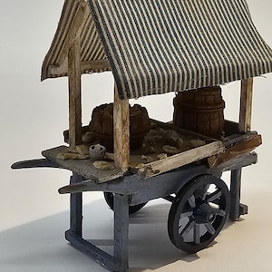 Miniatura domku dla lalek w skali 1/24, drewniany wózek, wózek na małże, VG034