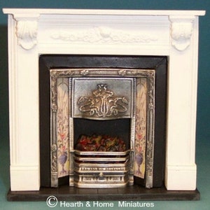 Dolls House 12th scale White Victorian lighting fireplace  WMF2S