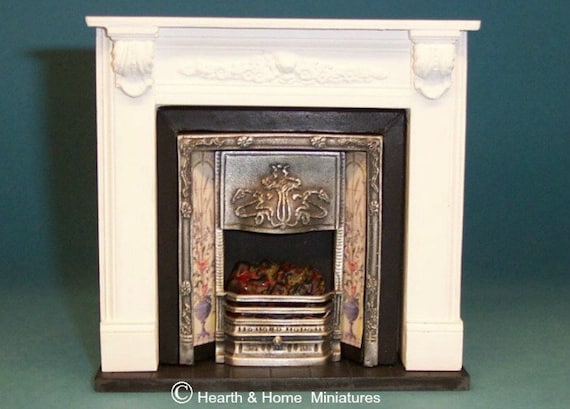 Casa Mobile Casa Delle Bambole In Miniatura In Scala 1:12 Camino Bianco