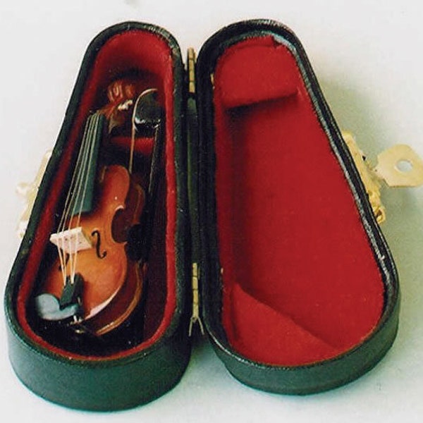 1:12 Puppenhaus Miniatur Violine im Koffer 9/149