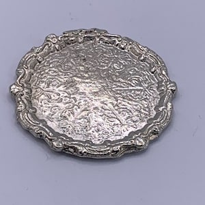 Poppenhuisminiaturen schaal 12, metalen dienblad, BTH19