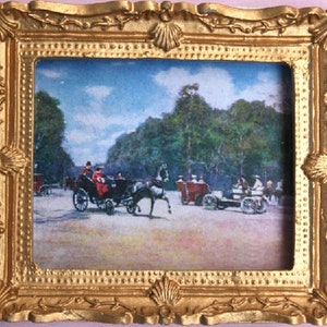 Dolls House 1:12 scale Framed picture Vintage French Scene Y220