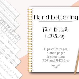 Beginner thin brush lettering worksheets - printable digital - modern calligraphy hand lettering practice - procreate iPad goodnotes
