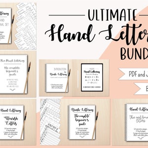 Ultimate Hand Lettering Bundle - PDF and JPEG worksheets - Procreate Brushes Included - Digital or Printable