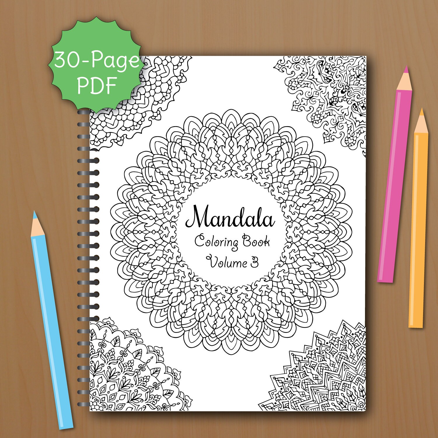 Download Volume 3 Mandala Coloring Book For Adults Pdf 30 Pages To Etsy