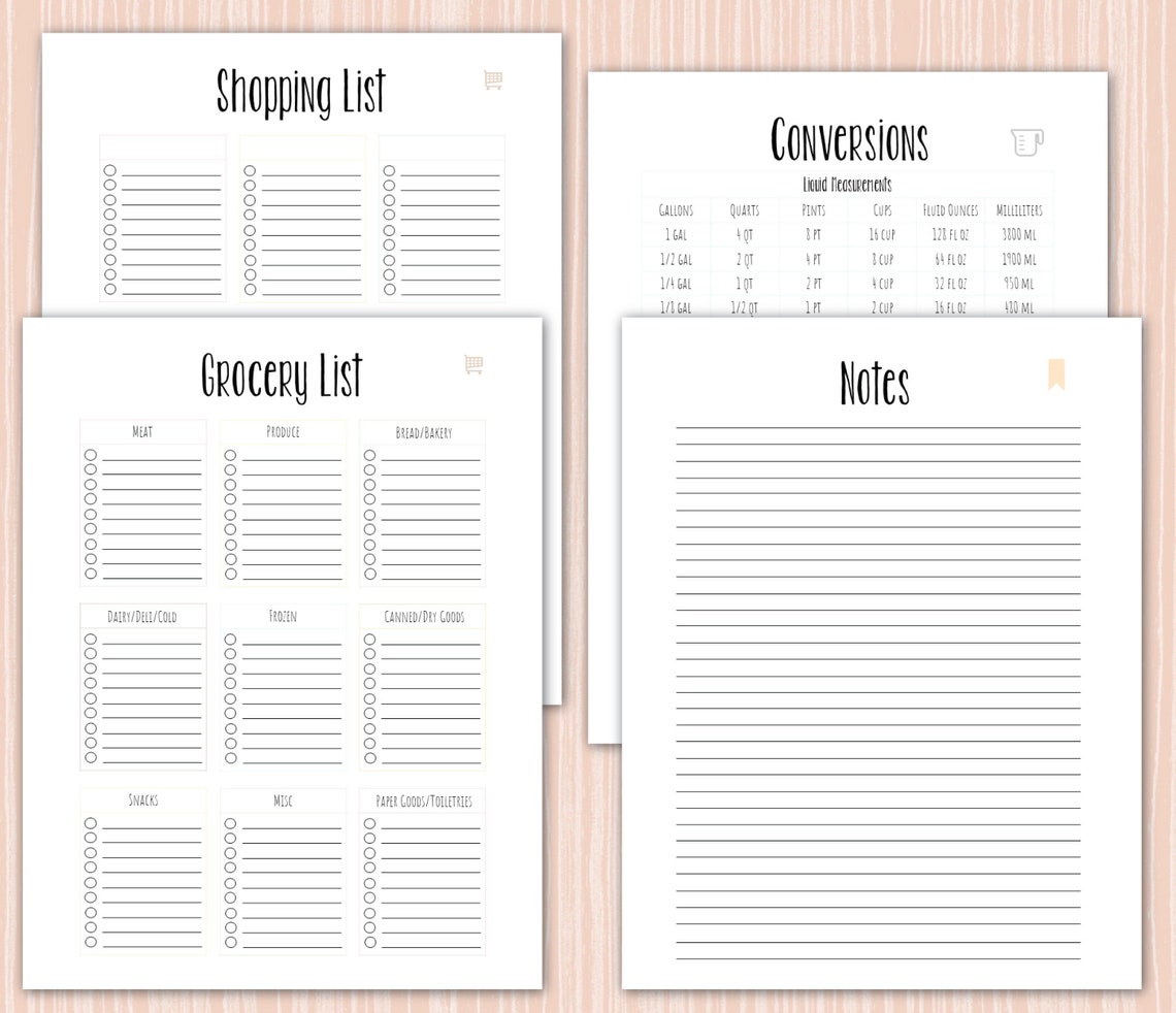 Printable Recipe Book 20 Sheets Letter A4 A5 Half Letter - Etsy
