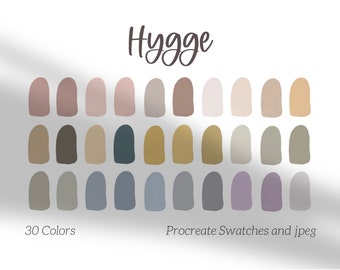 Hygge Procreate Color Palette - 30 Swatches - Commercial or Personal Use - JPEG file - Boho Tones - Digital Art