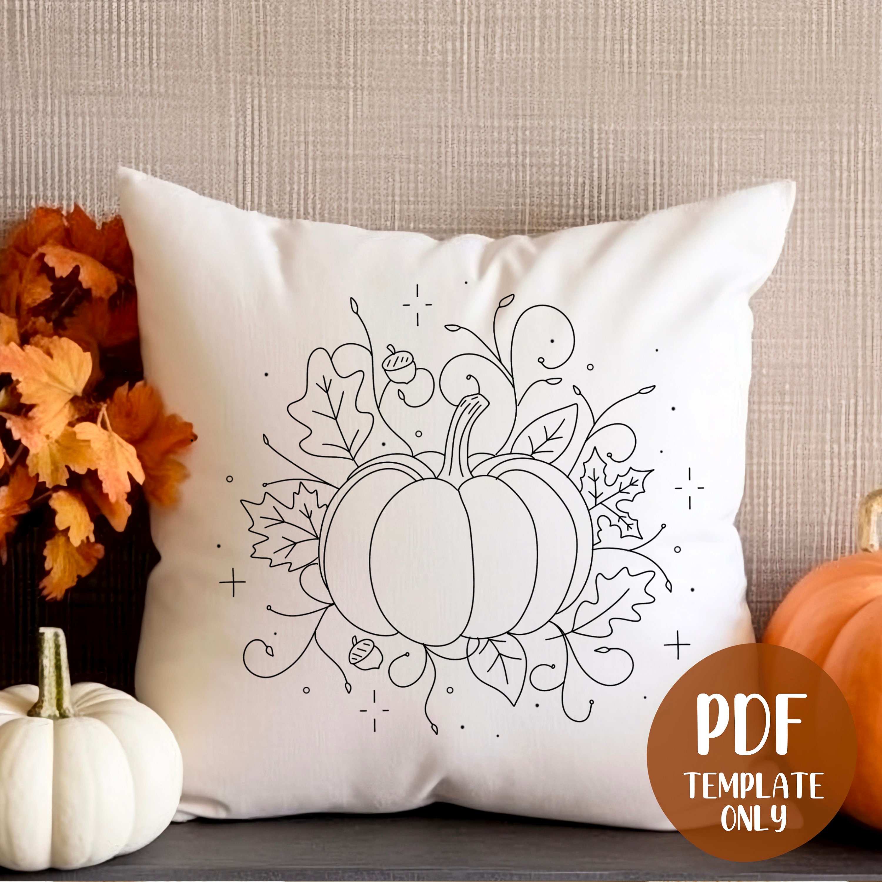 Autumn Pumpkin Hand Embroidery Template - Autumn Embroidery - DIY Hoop ...