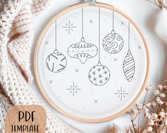 クリスマスオーナメント - 手刺繍テンプレート - クリスマス刺繍 - DIY フープアート - 刺繍パターン - ホリデー刺繍