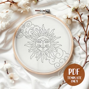 Celestial Embroidery - Hand Embroidery Template - PDF Template - DIY Hoop Art - Embroidery Pattern - Witchy Embroidery
