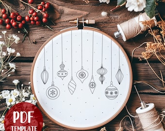 クリスマスオーナメント - 手刺繍テンプレート - クリスマス刺繍 - DIY フープアート - 刺繍パターン - ホリデー刺繍