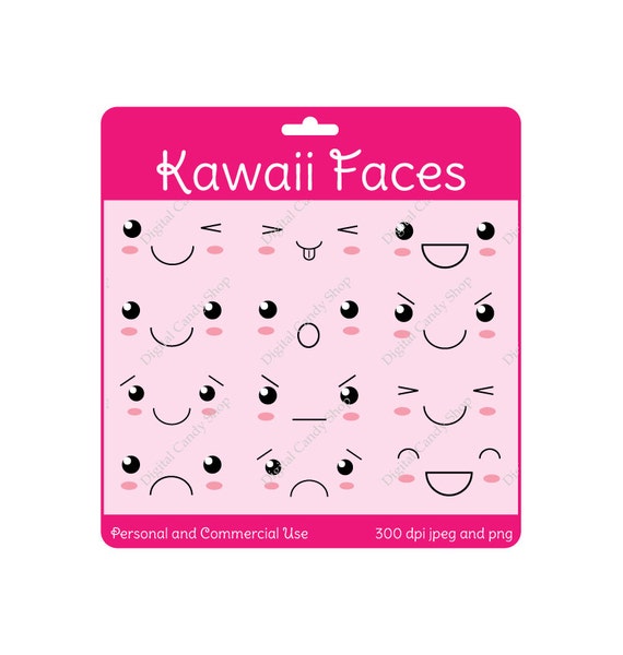 Susse Kawaii Gesichter Digitale Scrapbook Verzierungen Und Etsy