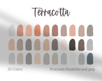 Terracotta Procreate Color Palette - 30 Swatches - Commercial or Personal Use - JPEG file - Warm Boho Tones - Digital Art