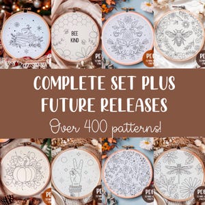 Complete Set of Embroidery Templates - Includes Future Releases - 400+ PDF Patterns - Punch Needle - Unreleased Patterns - Shop Set