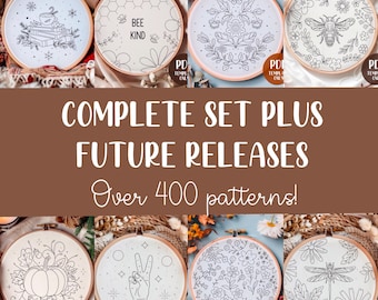 Complete Set of Embroidery Templates - Includes Future Releases - 400+ PDF Patterns - Punch Needle - Unreleased Patterns - Shop Set