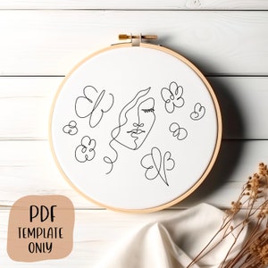 Abstract Girl 3 Hand Embroidery Template - PDF Template - DIY Hoop Art - Embroidery Pattern