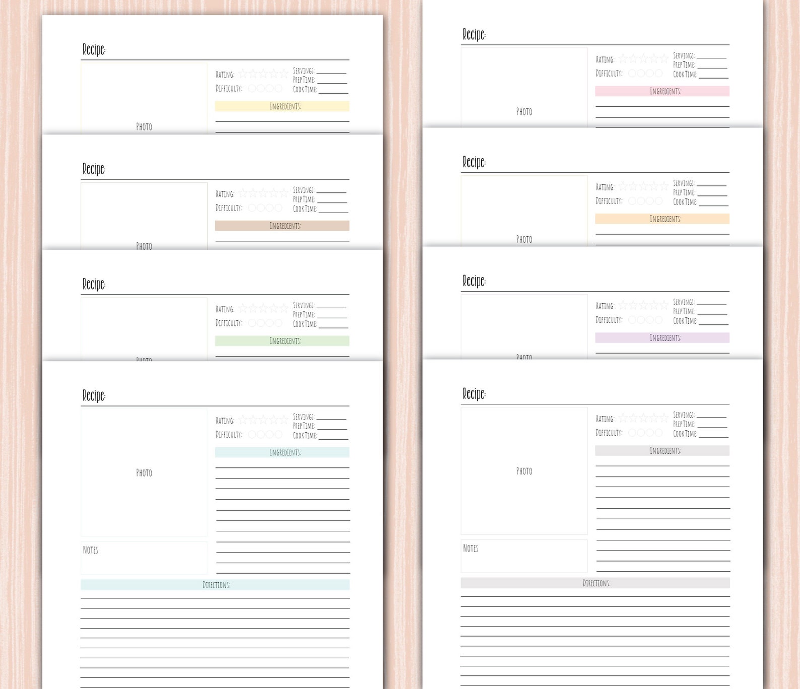 Printable Recipe Book 20 Sheets Letter A4 A5 Half Letter - Etsy