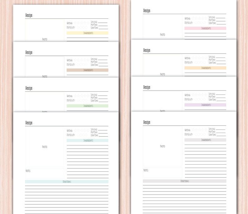 Printable Recipe Book 20 Sheets Letter A4 A5 Half Letter - Etsy