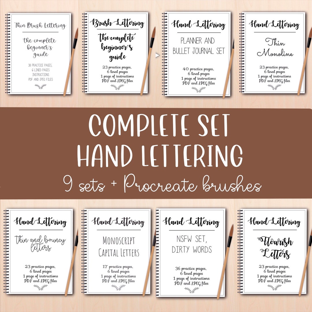 Complete Set Hand Lettering Bundle With Procreate Brushes - PDF and ...
