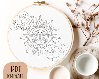 Celestial Embroidery - Hand Embroidery Template - PDF Template - DIY Hoop Art - Embroidery Pattern - Witchy Embroidery