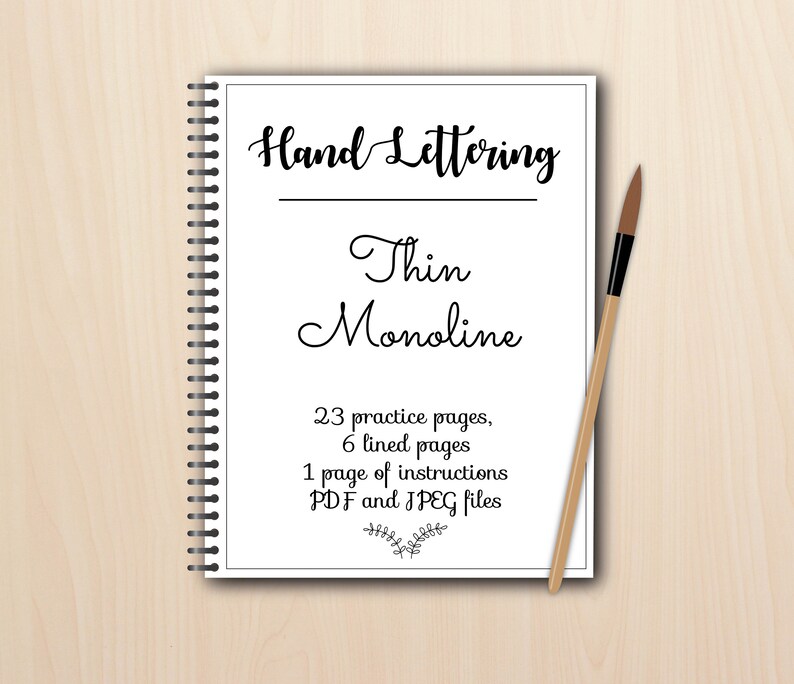 Thin Monoline Hand lettering worksheets pdf and jpeg printable | Etsy