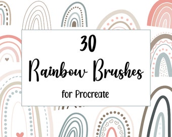 30 Procreate Rainbow Brush Set --  Boho Hand drawn Rainbows -- Commercial Use Included -- Procreate Stamps -- Digital Art -- Design Elements